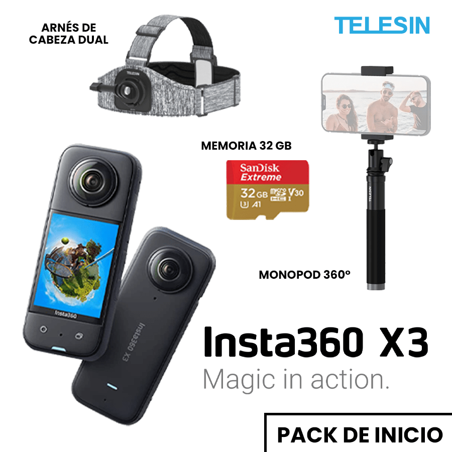 Insta360 X3 – Pack Motero con Accesorios – TIENDA TELESIN PERÚ