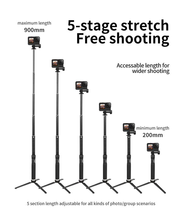 Pack Motero Abrazaderas Aluminio + Selfie de 90cm para Insta360 | GoPro - Imagen 16